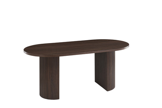 TABLE A MANGER NEW ANNA PIED EFFET NOYER PLATEAU EFFET NOYER 180x90x75cm