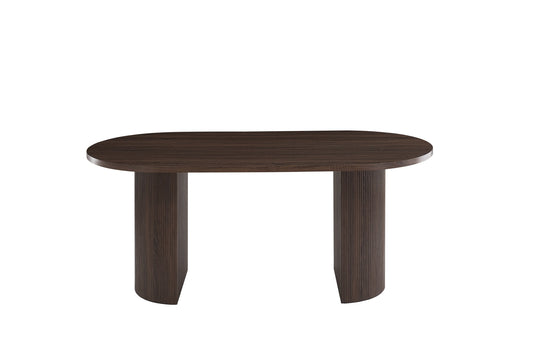 TABLE A MANGER NEW ANNA PIED EFFET NOYER PLATEAU EFFET NOYER 180x90x75cm