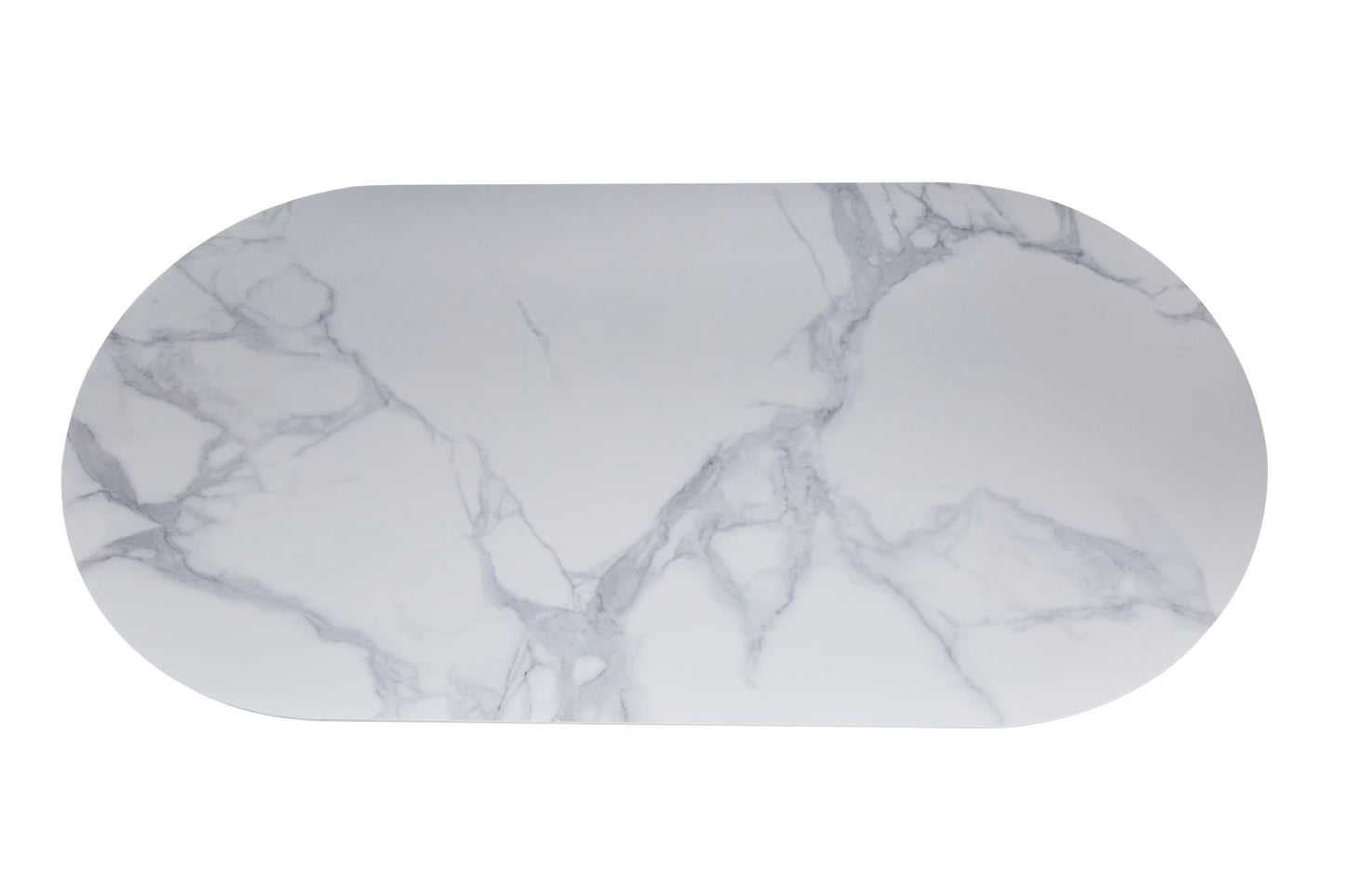 Table à manger ANNA plateau en céramique marbré blanc L 180 cm