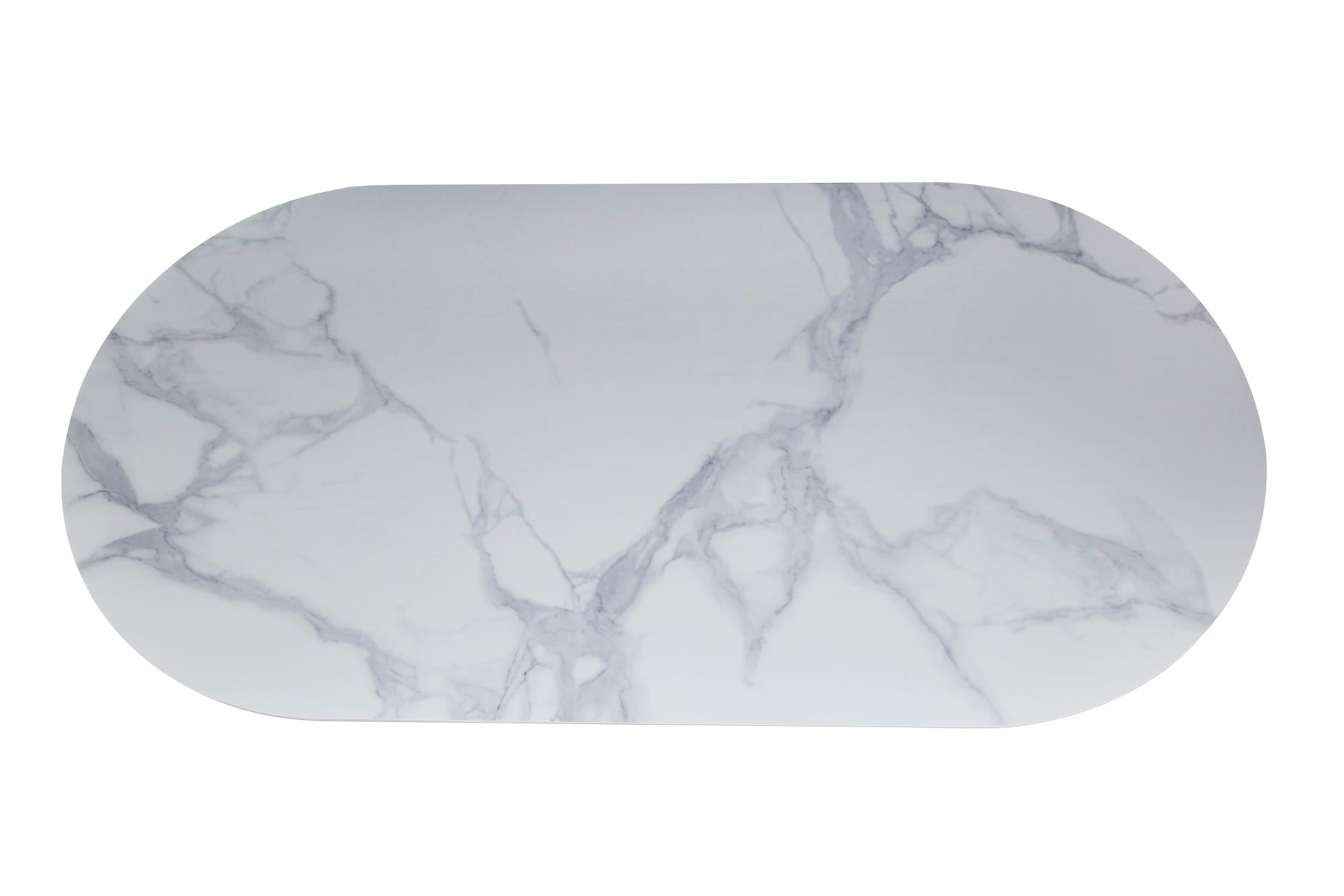 Table à manger ANNA plateau en céramique marbré blanc L 180 cm