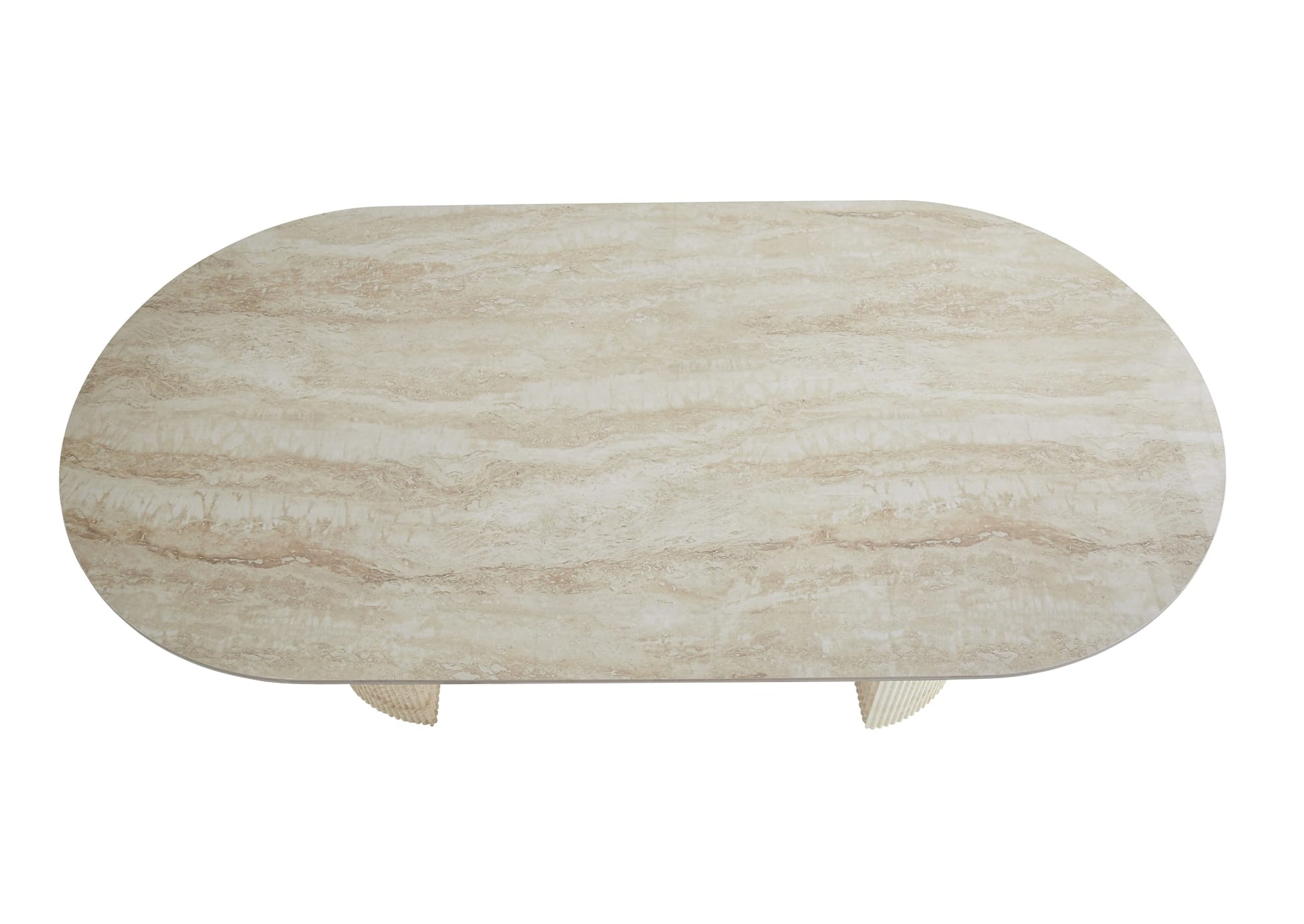 TABLE A MANGER ANNA PIED METAL EFFET TRAVERTIN PLATEAU CERAMIQUE TRAVERTIN BRILLANT 180x90x75cm