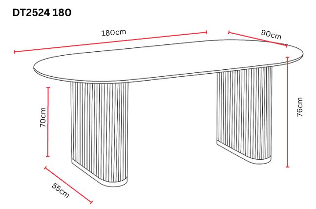 TABLE A MANGER SELENA PIED METAL NOIR PLATEAU EN CERAMIQUE TRAVERTIN MAT 180x90cm