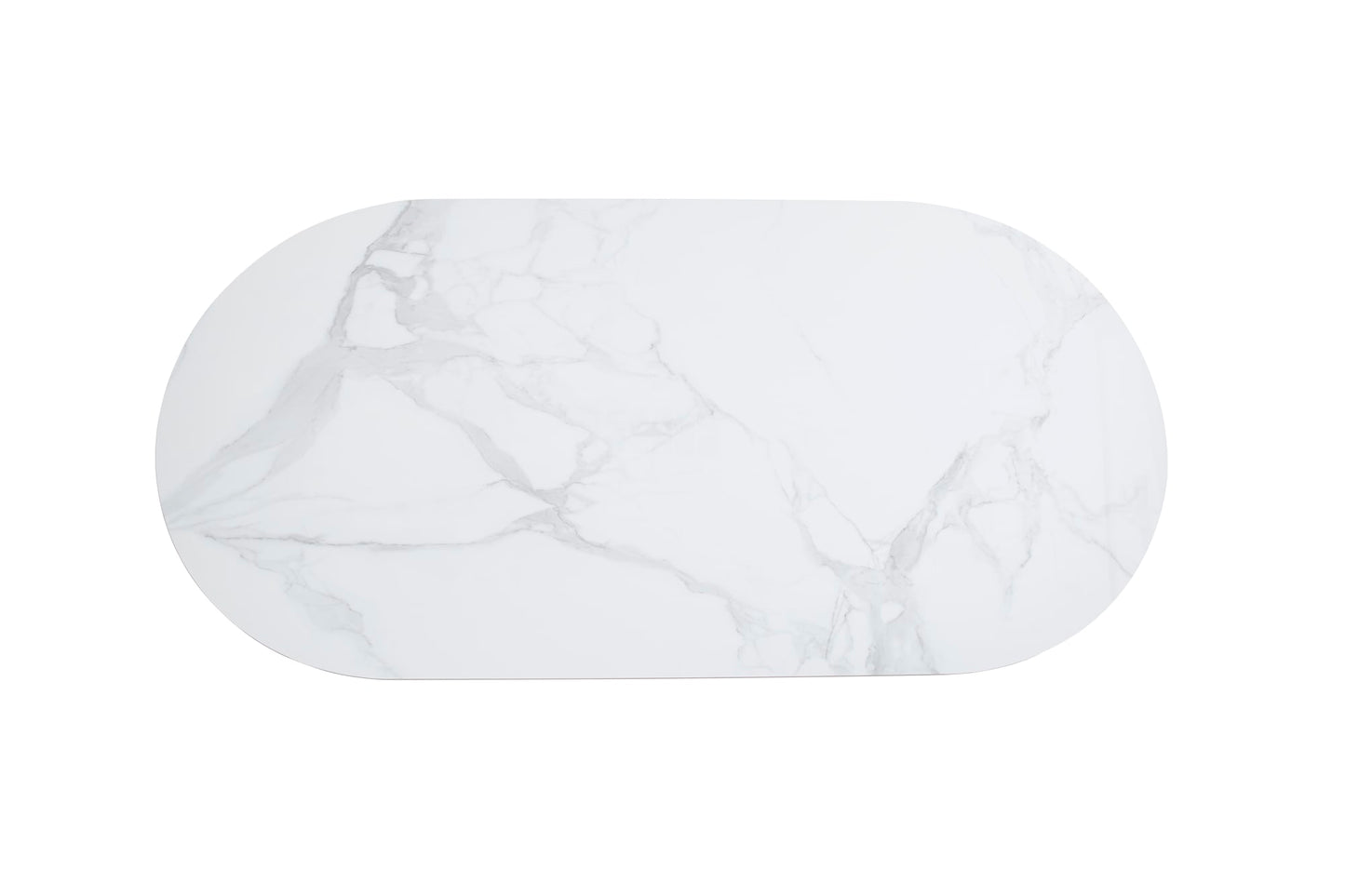 TABLE A MANGER SELENA PIED METAL NOIR PLATEAU EN CERAMIQUE MARBRE BLANC 180x90cm