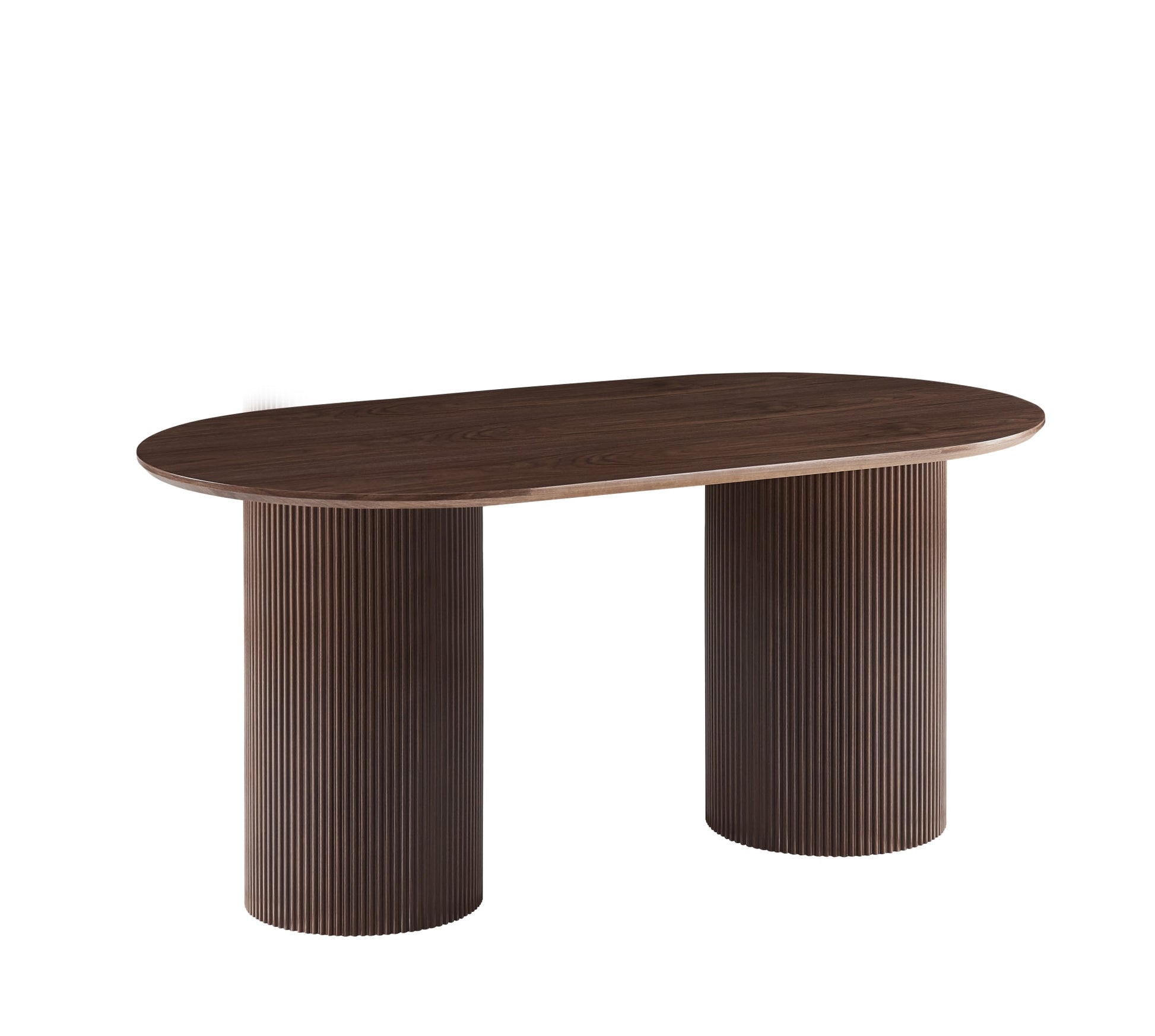 TABLE A MANGER KINSHASA PIED METAL EFFET NOYER PLATEAU EFFET BOIS NOYER 160x90x75cm