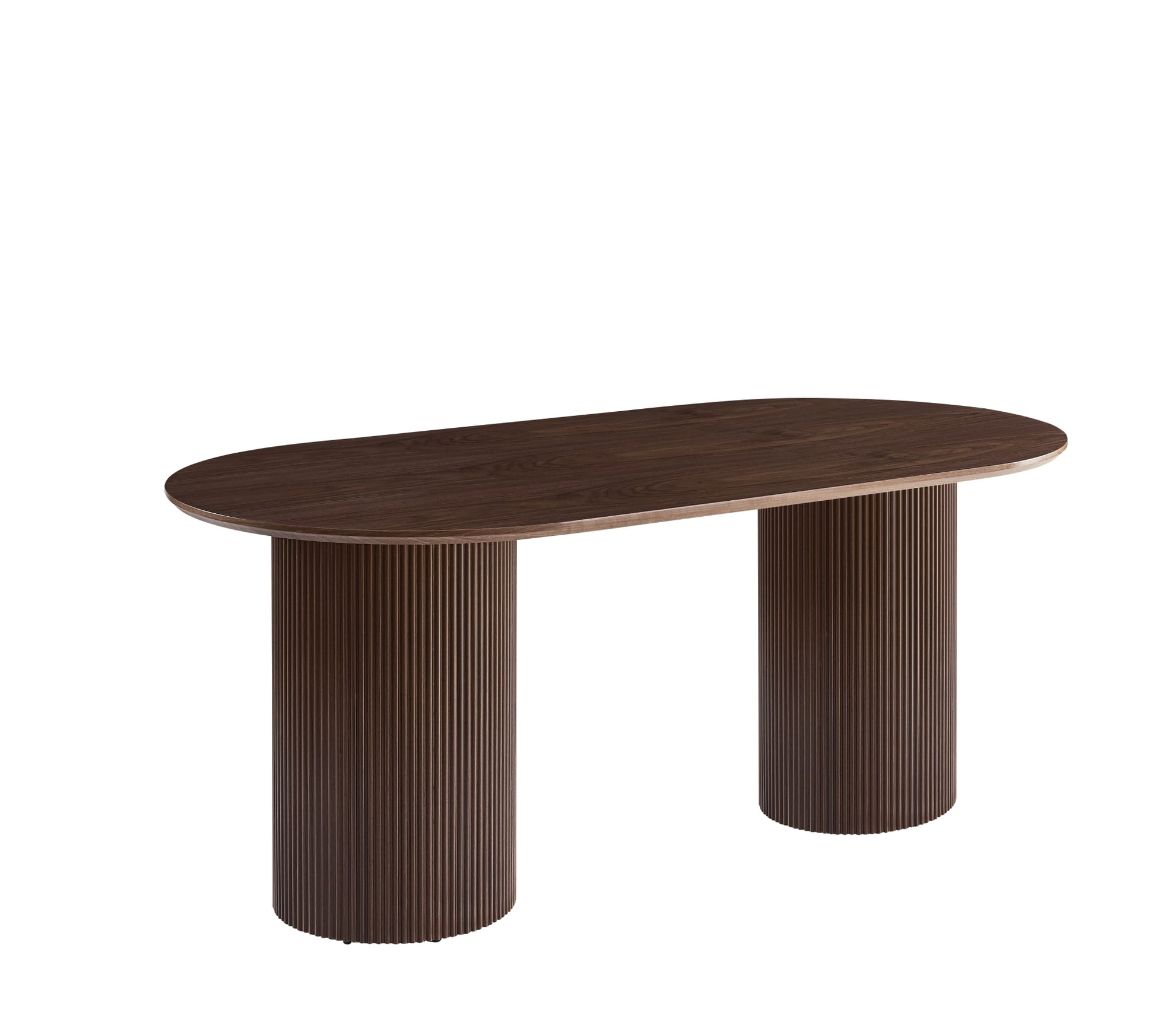 TABLE A MANGER KINSHASA PIED METAL EFFET NOYER PLATEAU EFFET BOIS NOYER 180x90x75cm
