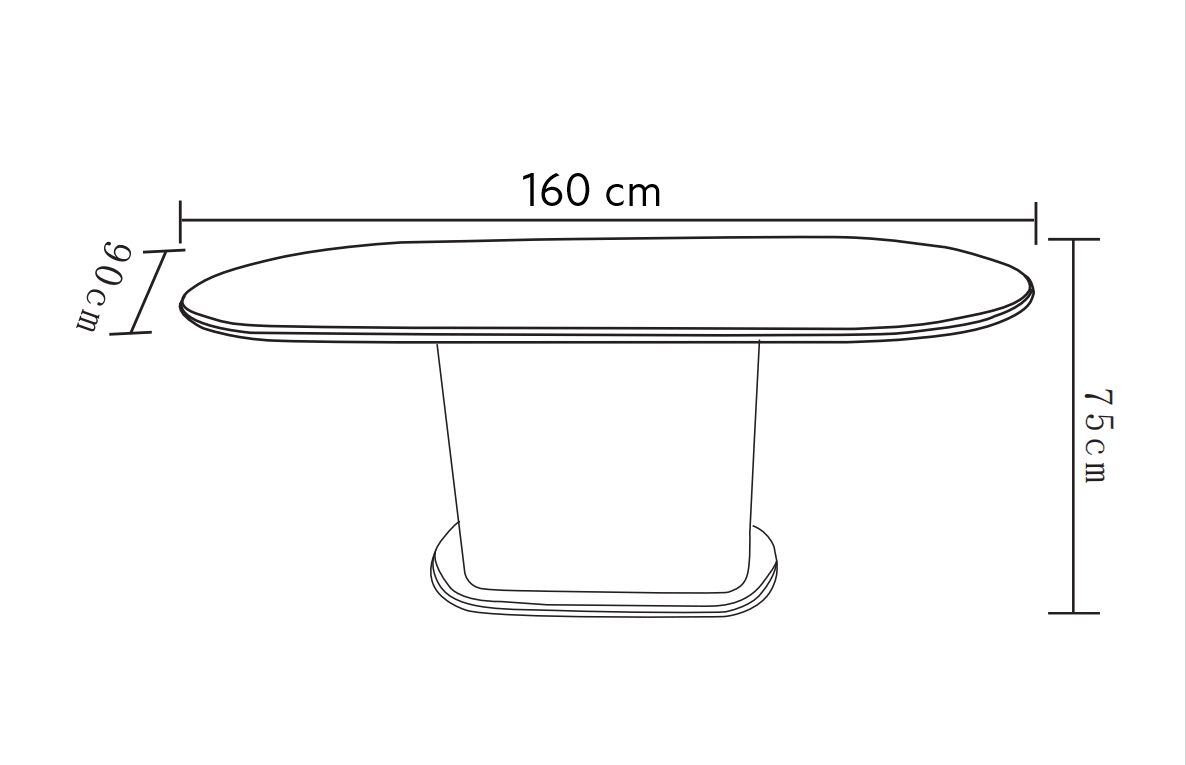 TABLE REPAS LOKA PLATEAU/BASE MDF EFFET NOYER PIED MDF EFFET NOYER 160X90X75cm