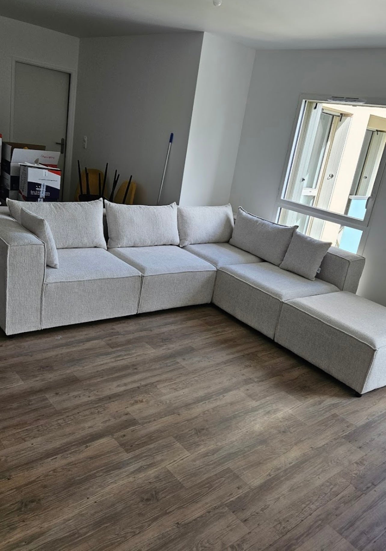 Canapé modulable Élégance 4+1 pouf en Chenille