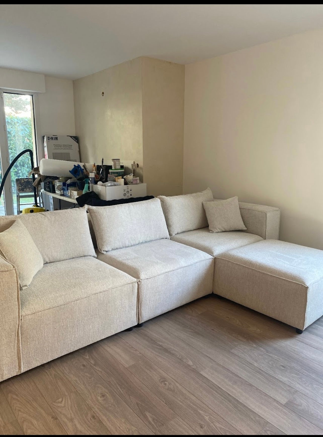 Canapé modulable Élégance 3+1 pouf en Chenille