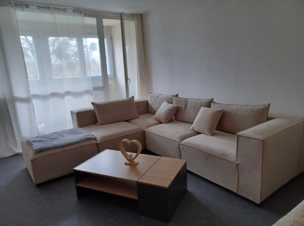 Canapé modulable Élégance 4+1 en Velours beige