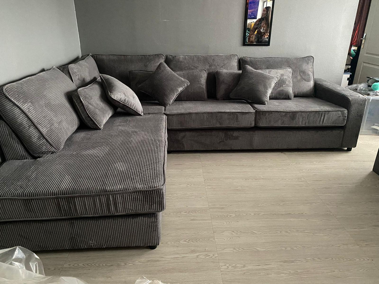Canapé Lexus - Côtelé Gris Anthracite 310X230