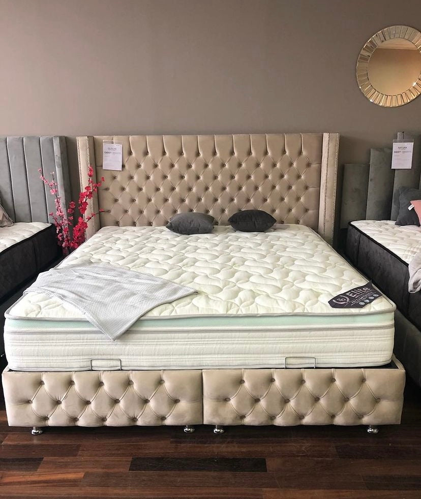 Lit Coffre CLOUTE Beige