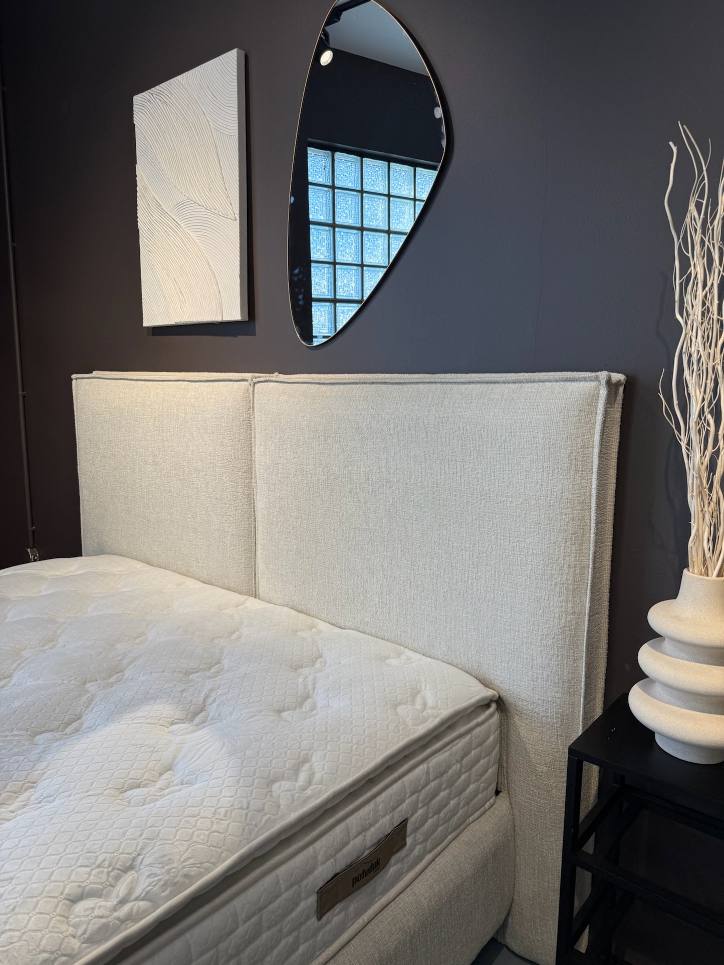 LIT COFFRE MAYA BLANC CASSÉ CHENILLE