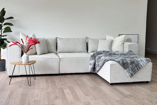 Canapé modulable Élégance 3+1 pouf en Chenille