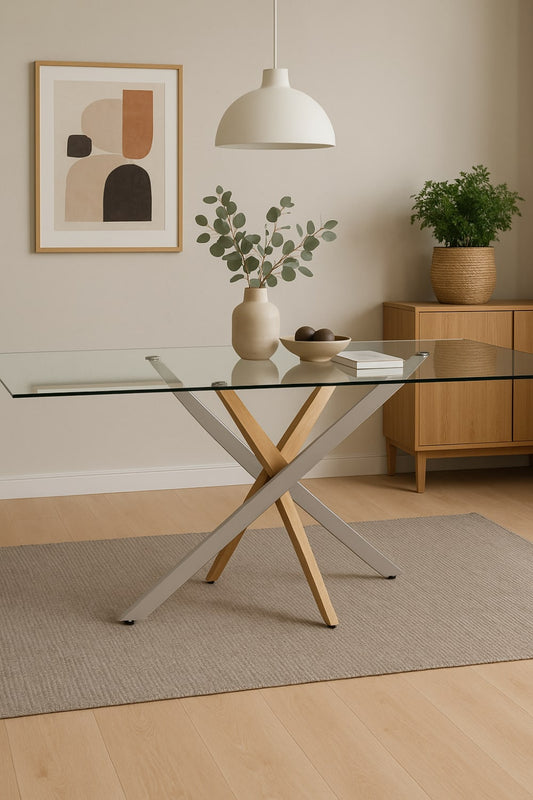 Table à manger JESSICA Gold Chrome transparent