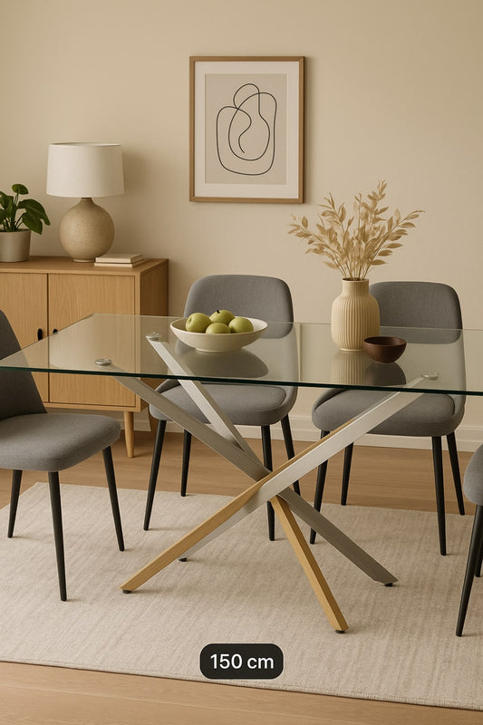 Table à manger JESSICA Gold Chrome transparent
