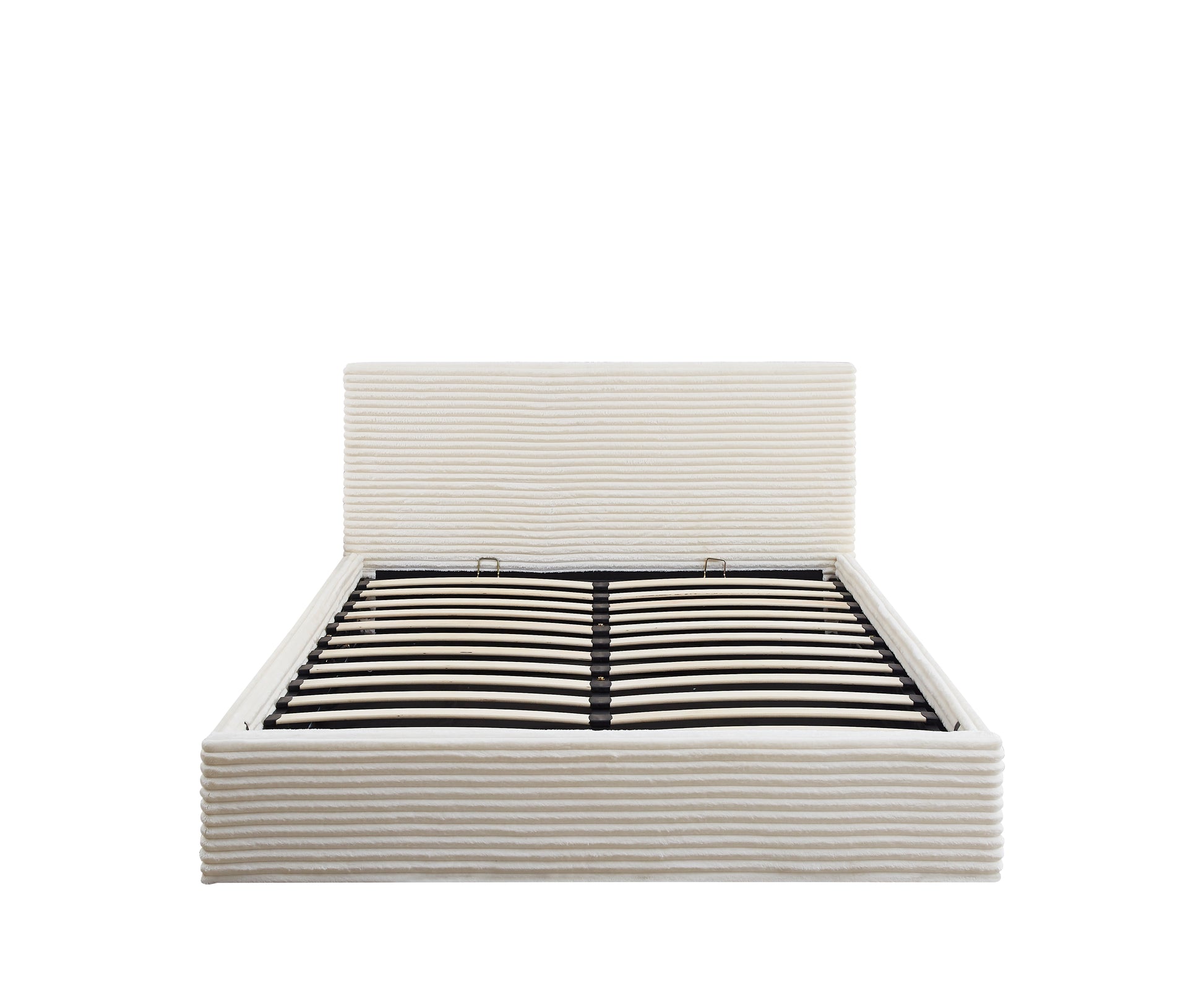 Lit Coffre Maia Ecru Tissu Côtelé