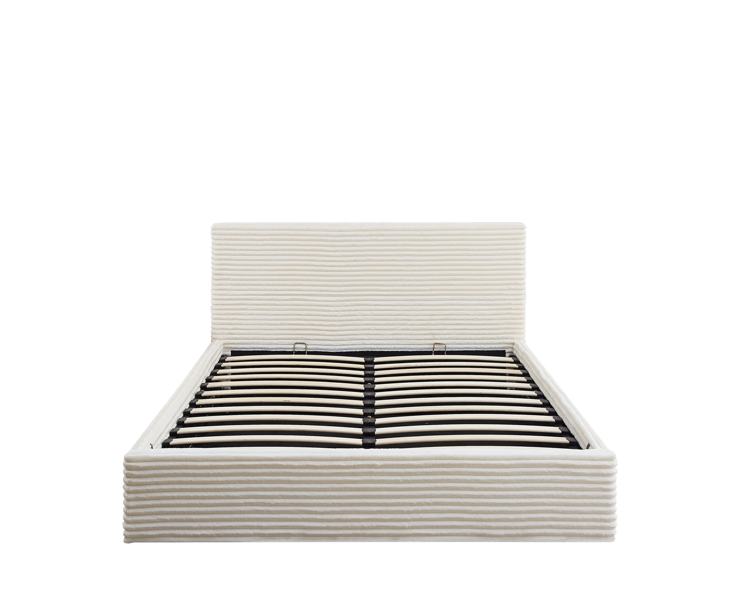 Lit Coffre Maia Ecru Tissu Côtelé