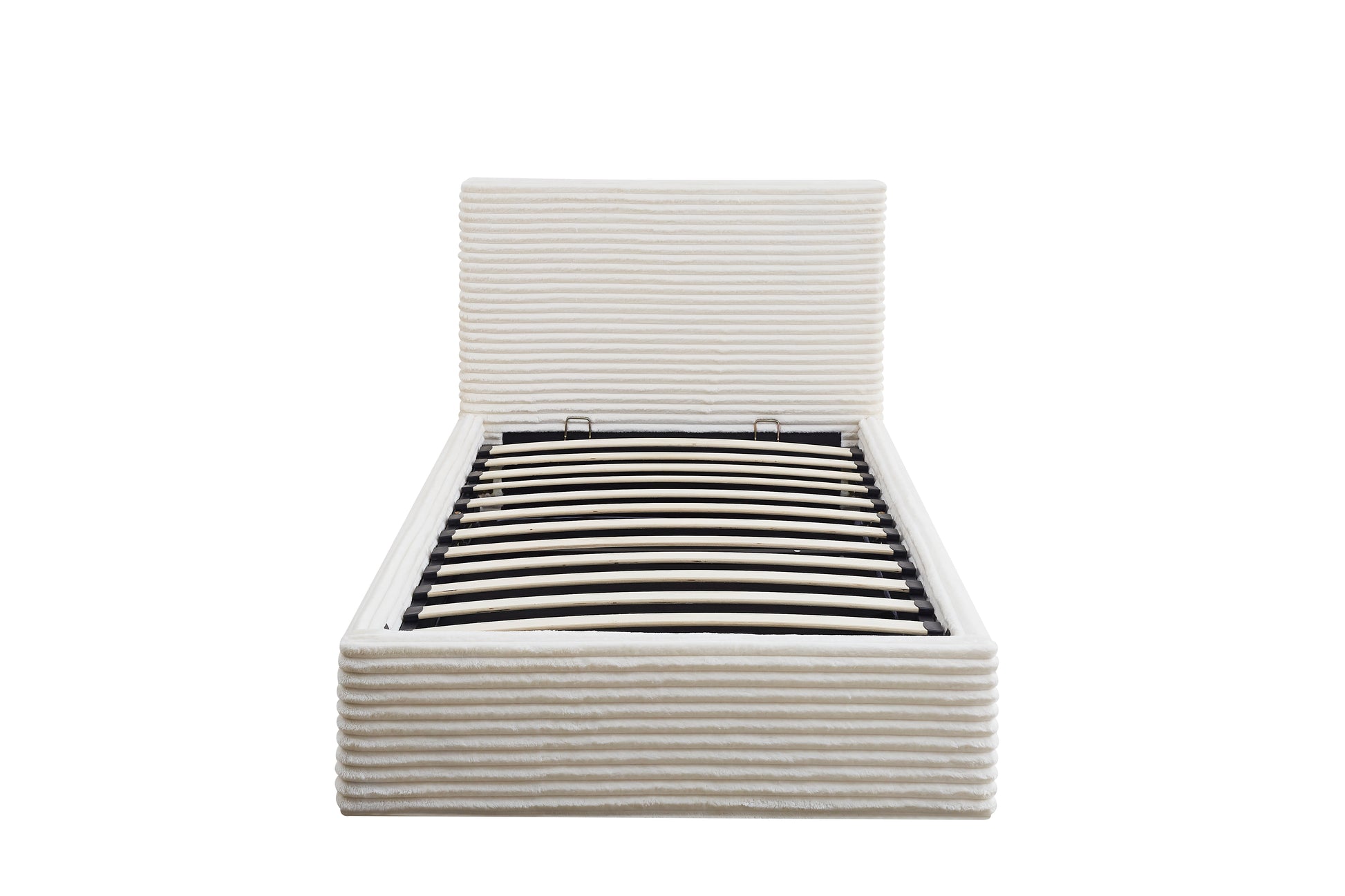 Lit Coffre Maia Ecru 90x190 Tissu Côtelé