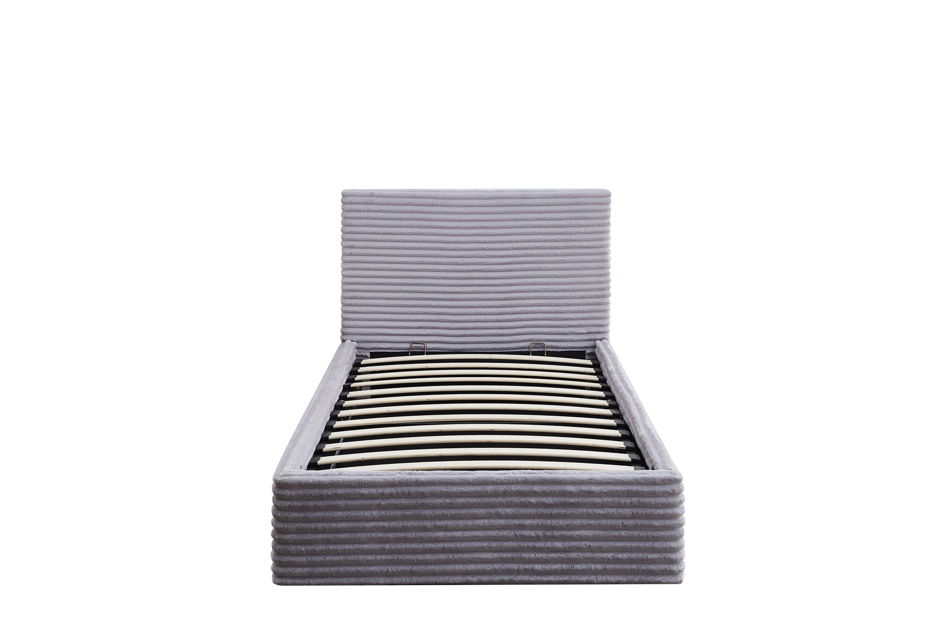 Lit Coffre Maia Gris Tissu Côtelé