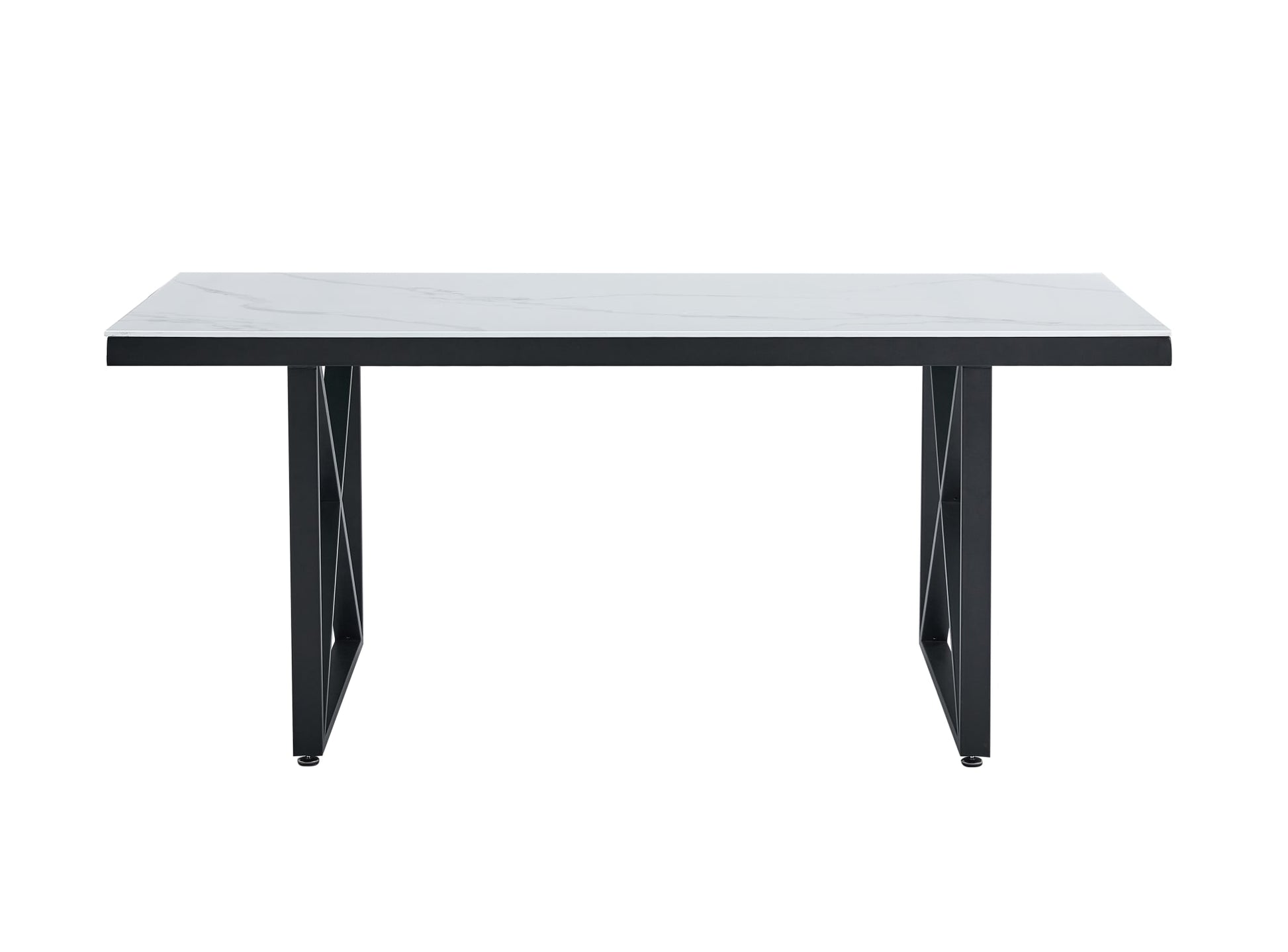 TABLE REPAS LEVANTO METAL NOIR MARBRE BEIGE 180x90x75 cm