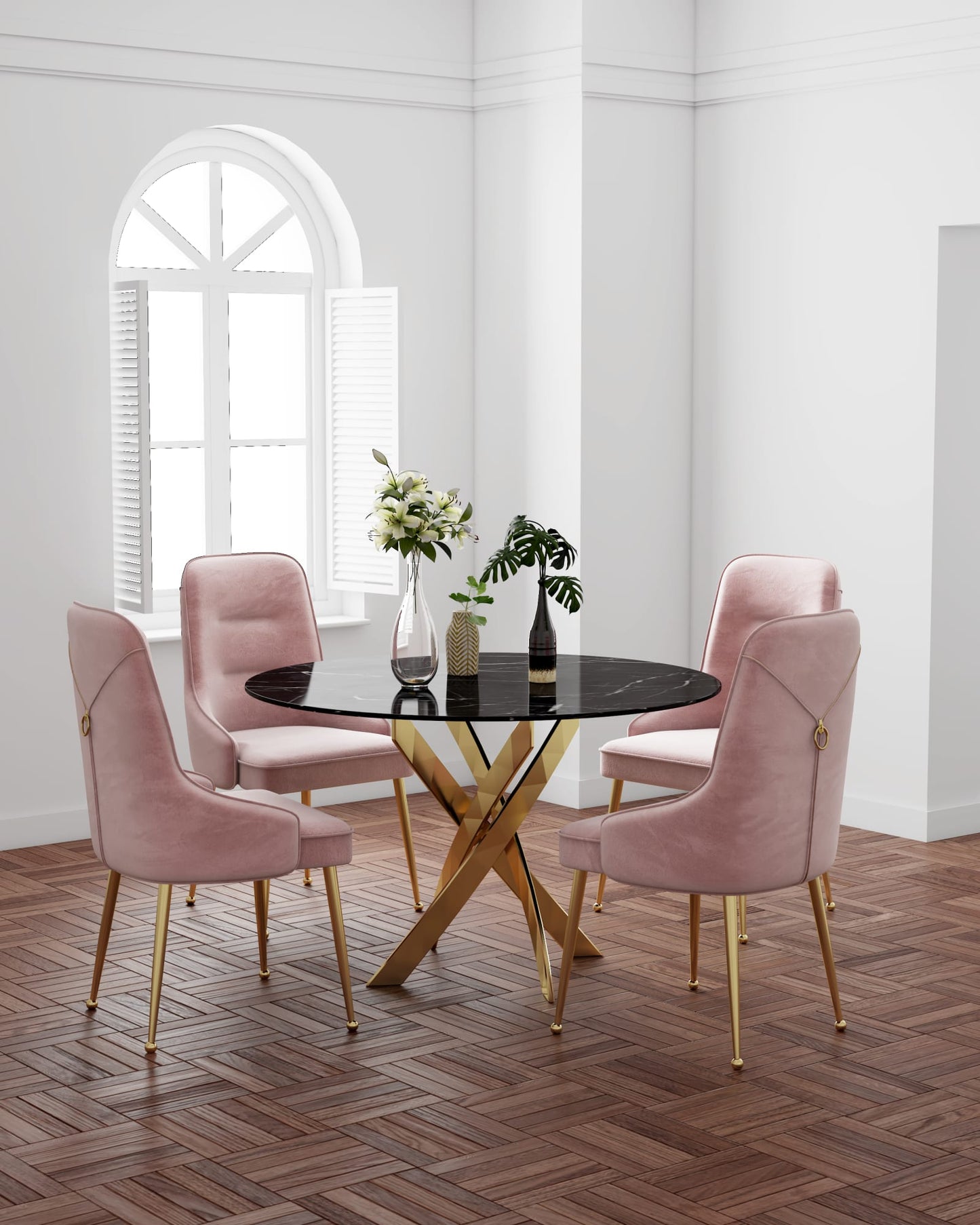 TABLE REPAS JESSICA GOLD MARBRE NOIR 120X75 cm