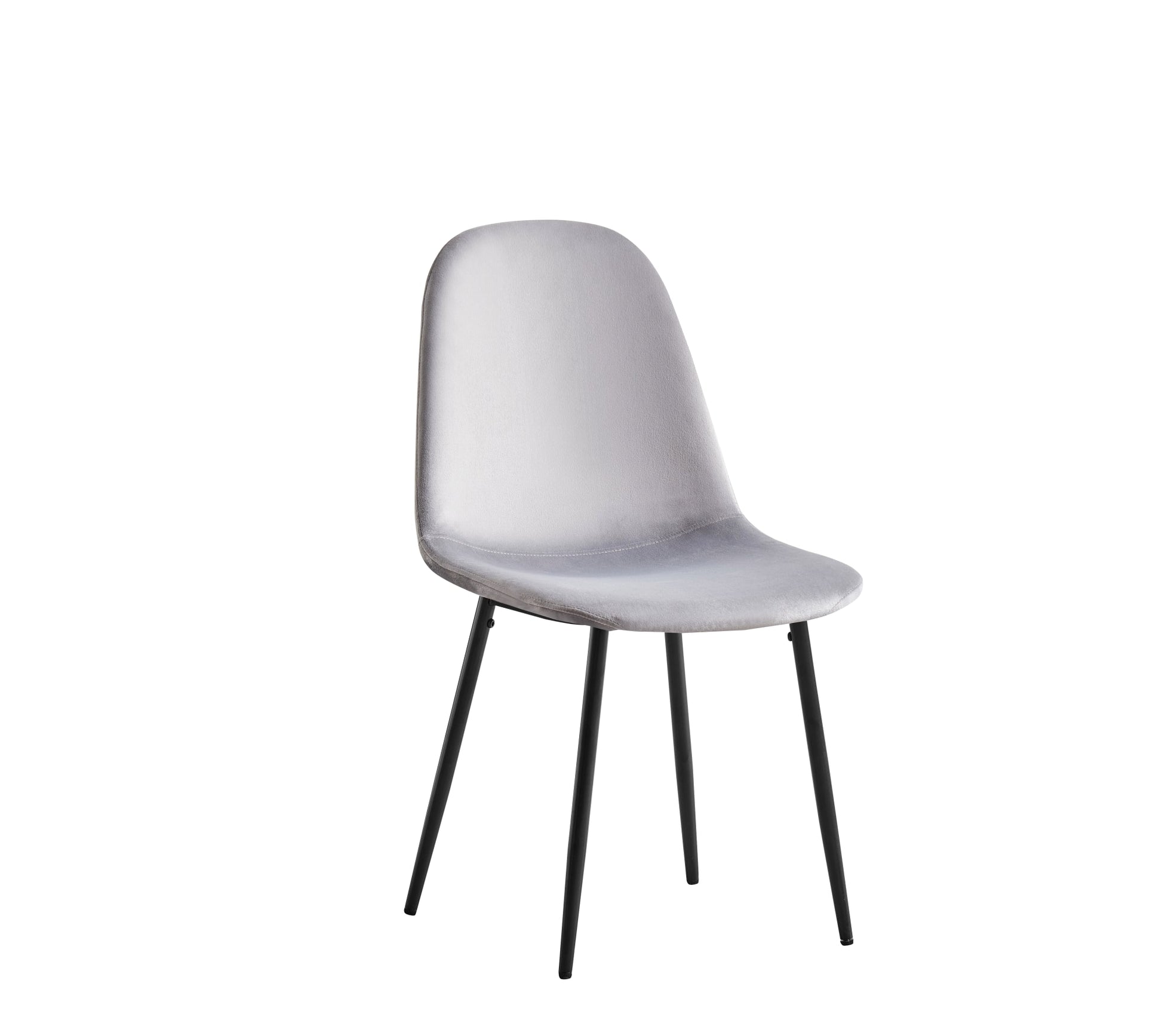 CHAISE SCANDINAVE PIED NOIR VELOURS GRIS
