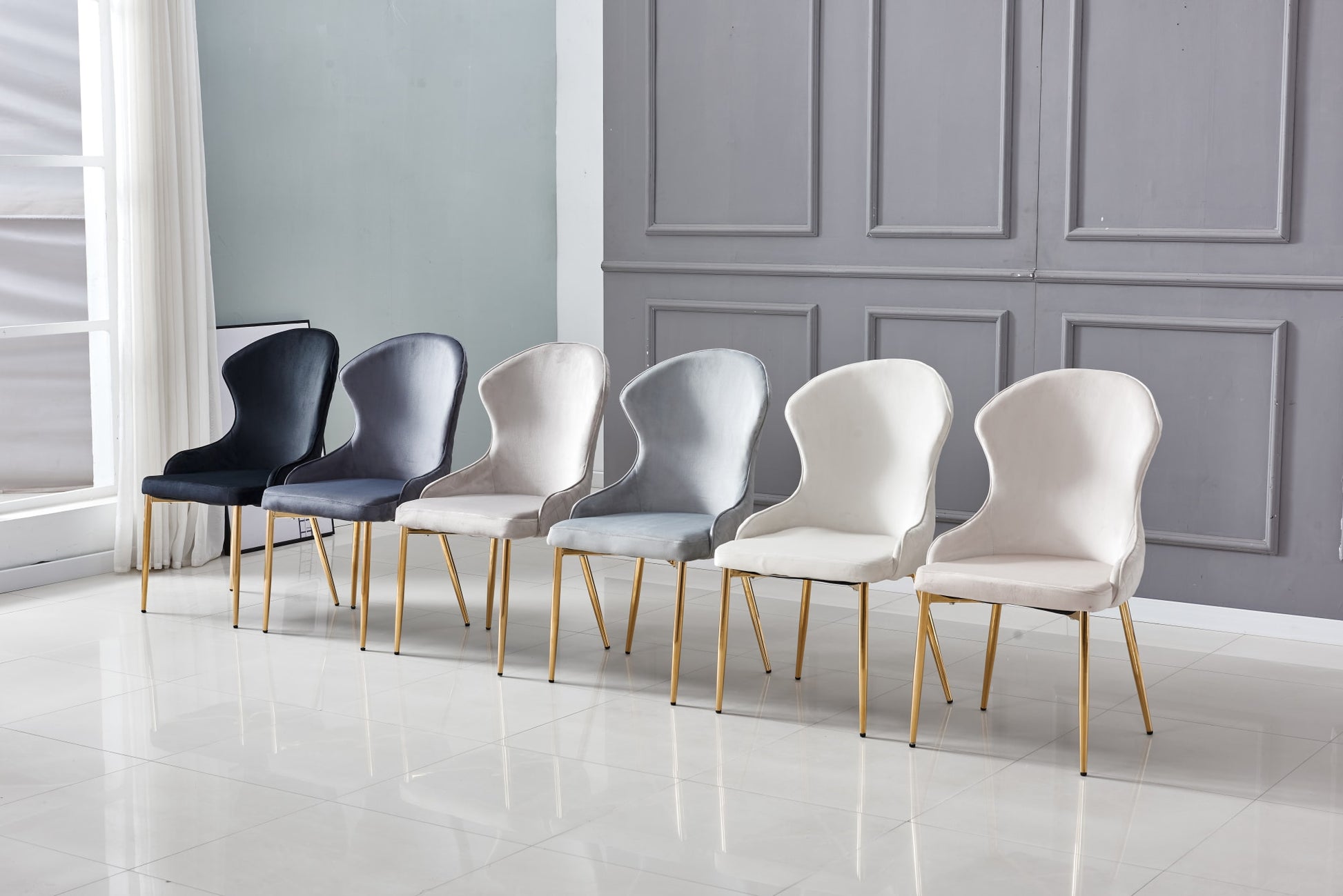 CHAISE HILTON GOLD VELOURS ANTHRACITE