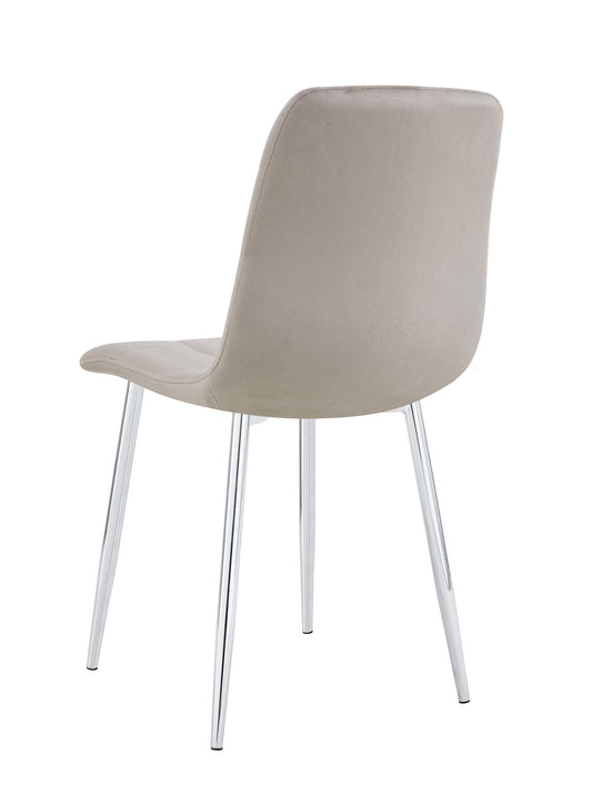 CHAISE ELISA PIED CHROME VELOURS TAUPE