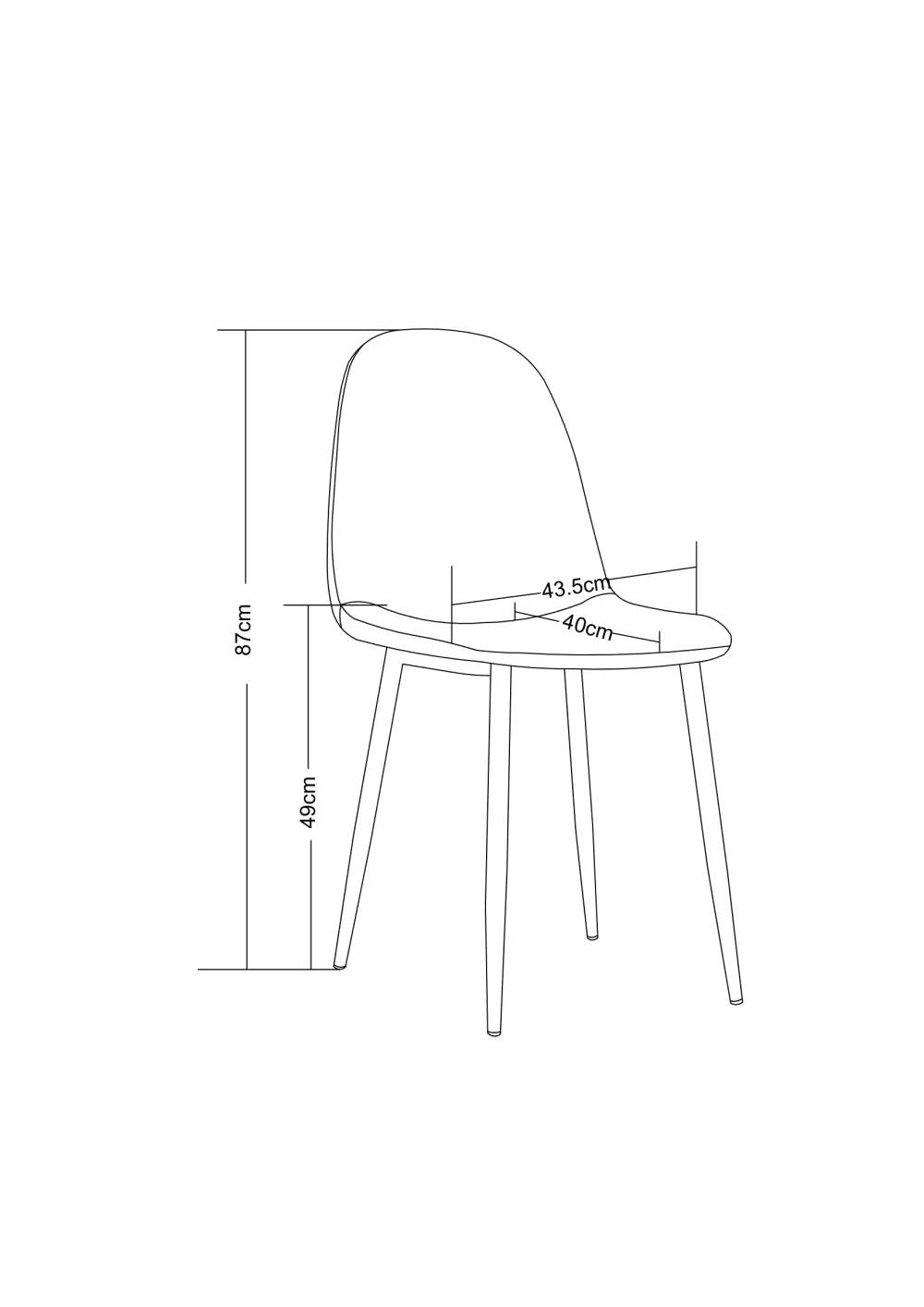 CHAISE SCANDINAVE PIED NOIR VELOURS NOIR