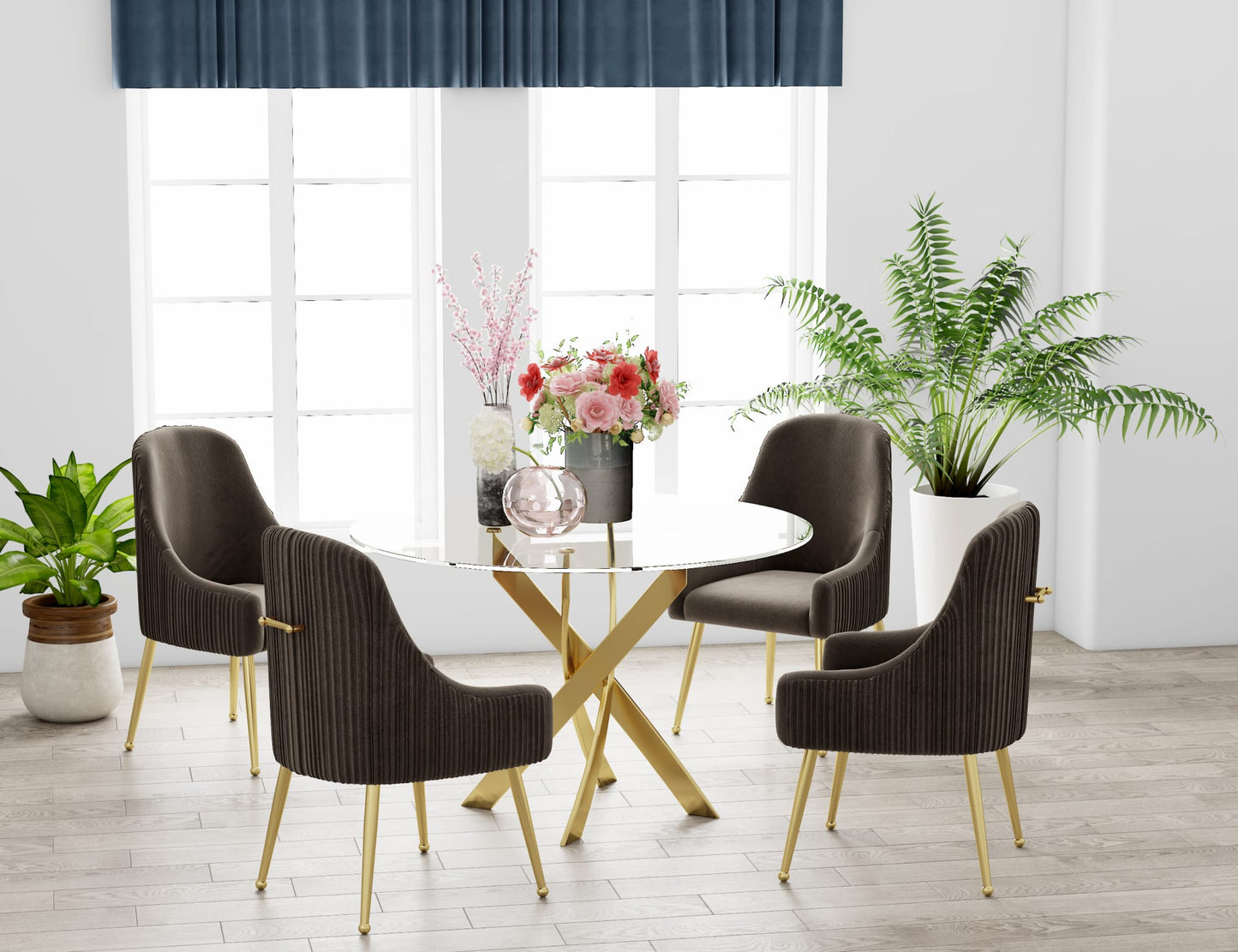 TABLE REPAS JESSICA GOLD TRANSPARENT XXL120x75cm