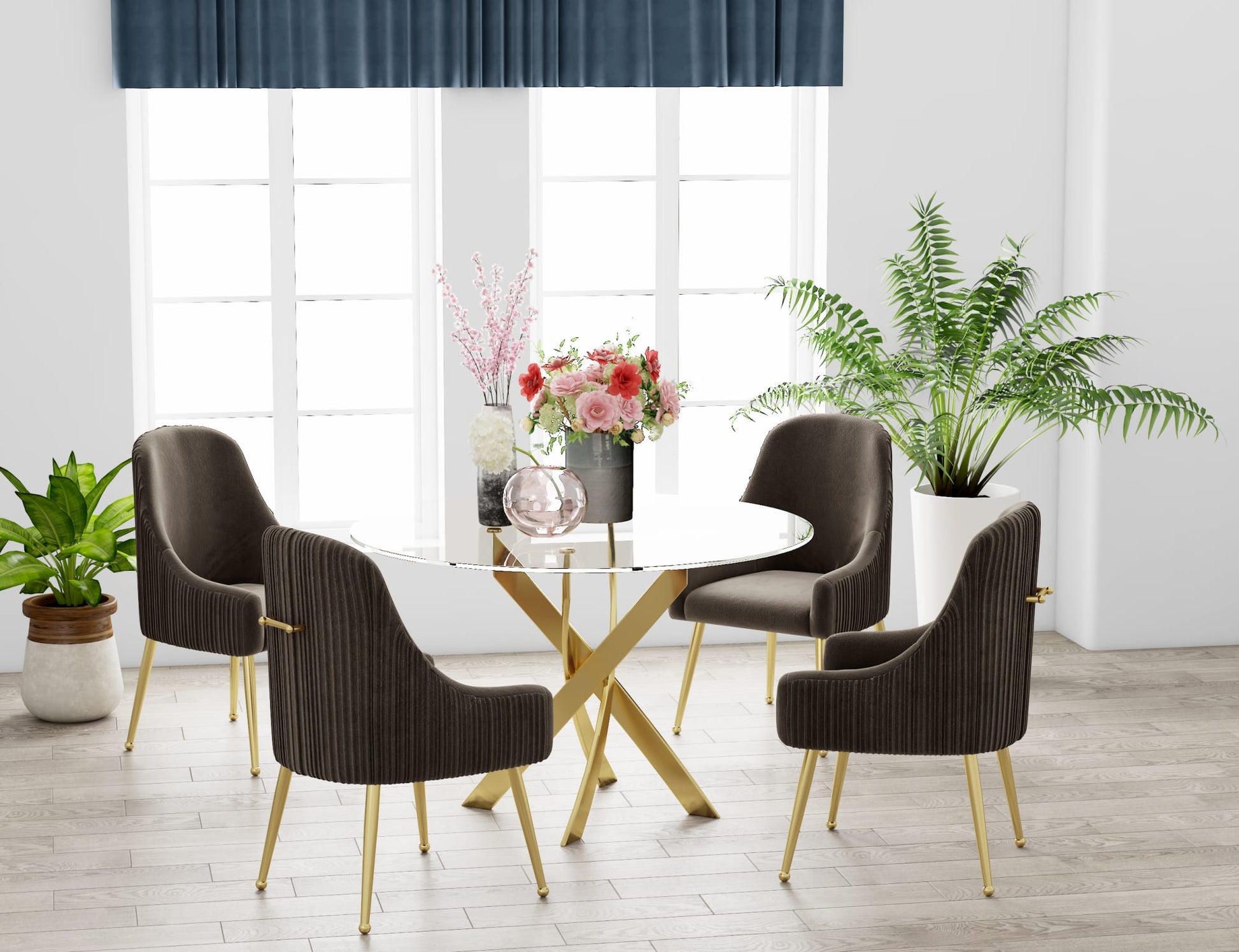 TABLE REPAS JESSICA GOLD TRANSPARENT XXL120x75cm