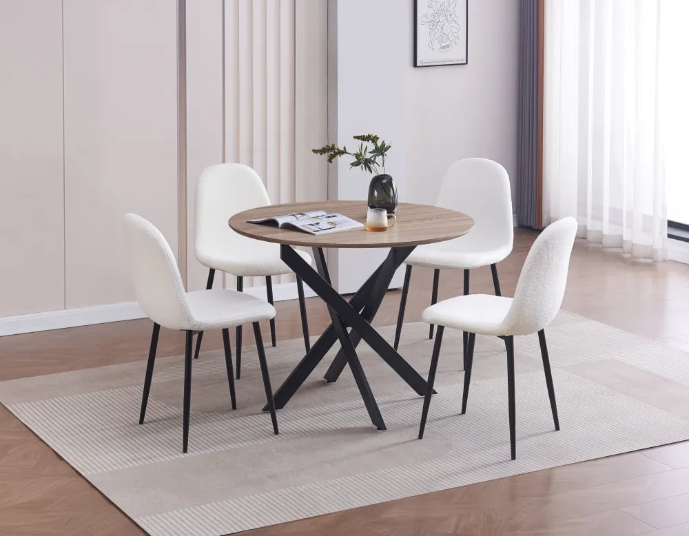 Table à manger en bois JESSICA pieds métal noir