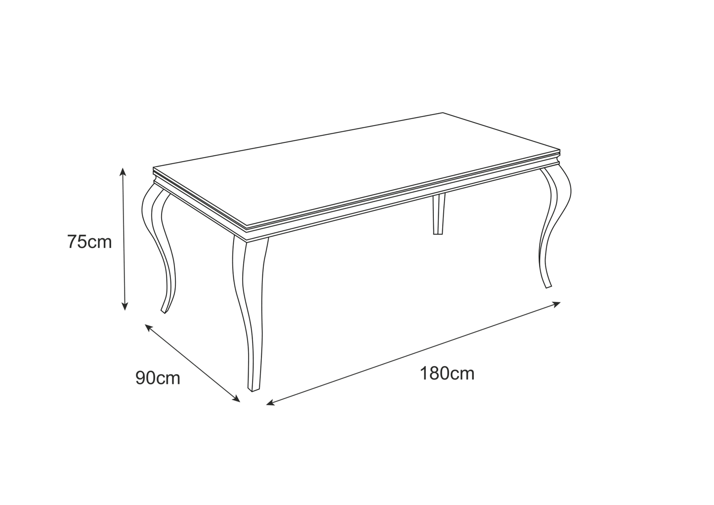 TABLE REPAS BAROQUE GOLD MARBRE GREIGE 180X90X75CM