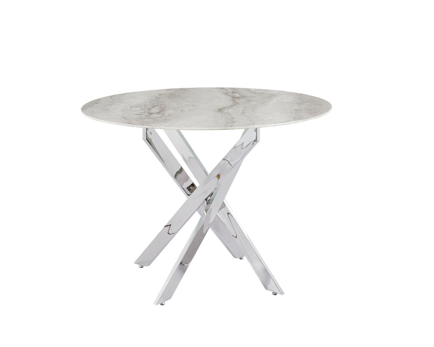 TABLE REPAS JESSICA CHROME MARBRE GREIGE 100x75cm