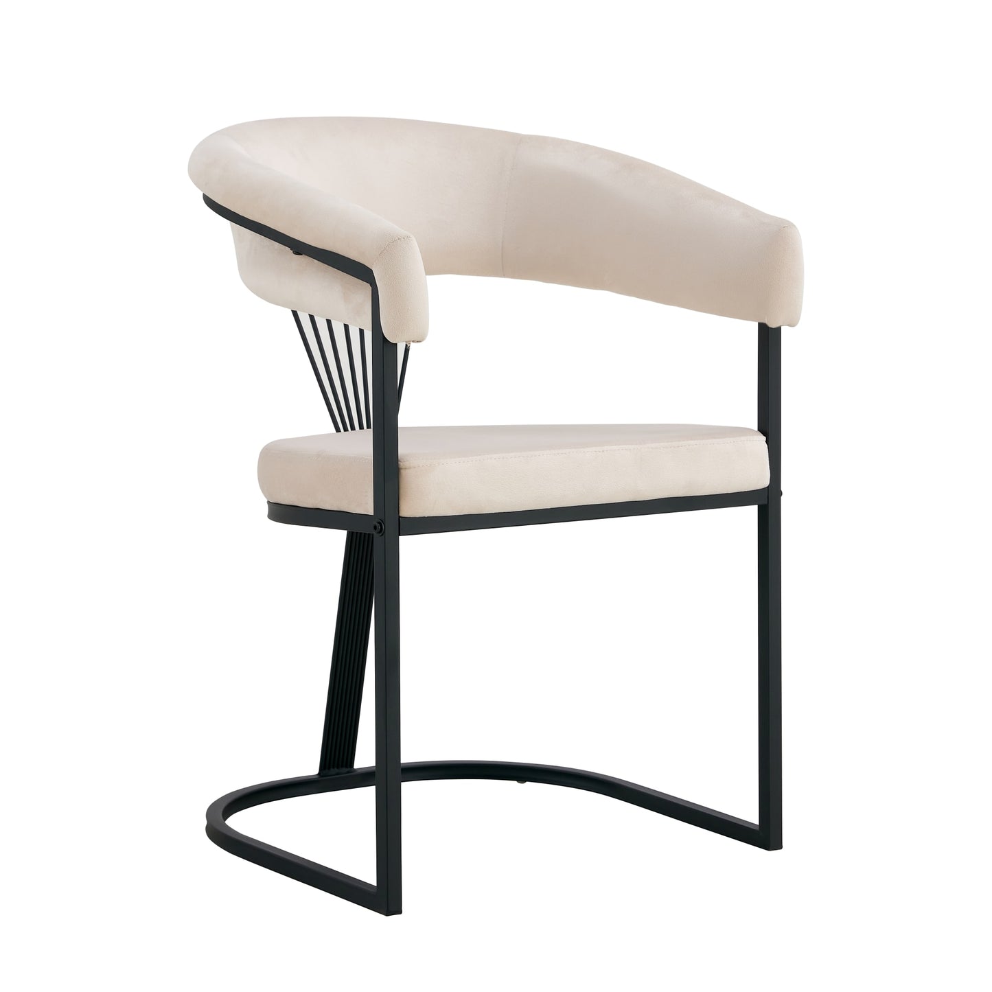 CHAISE AVEC ACCOUDOIR BRITTANY METAL NOIR VELOURS BEIGE