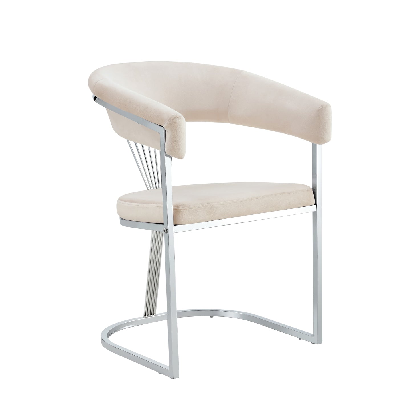 CHAISE AVEC ACCOUDOIR BRITTANY CHROME VELOURS BEIGE