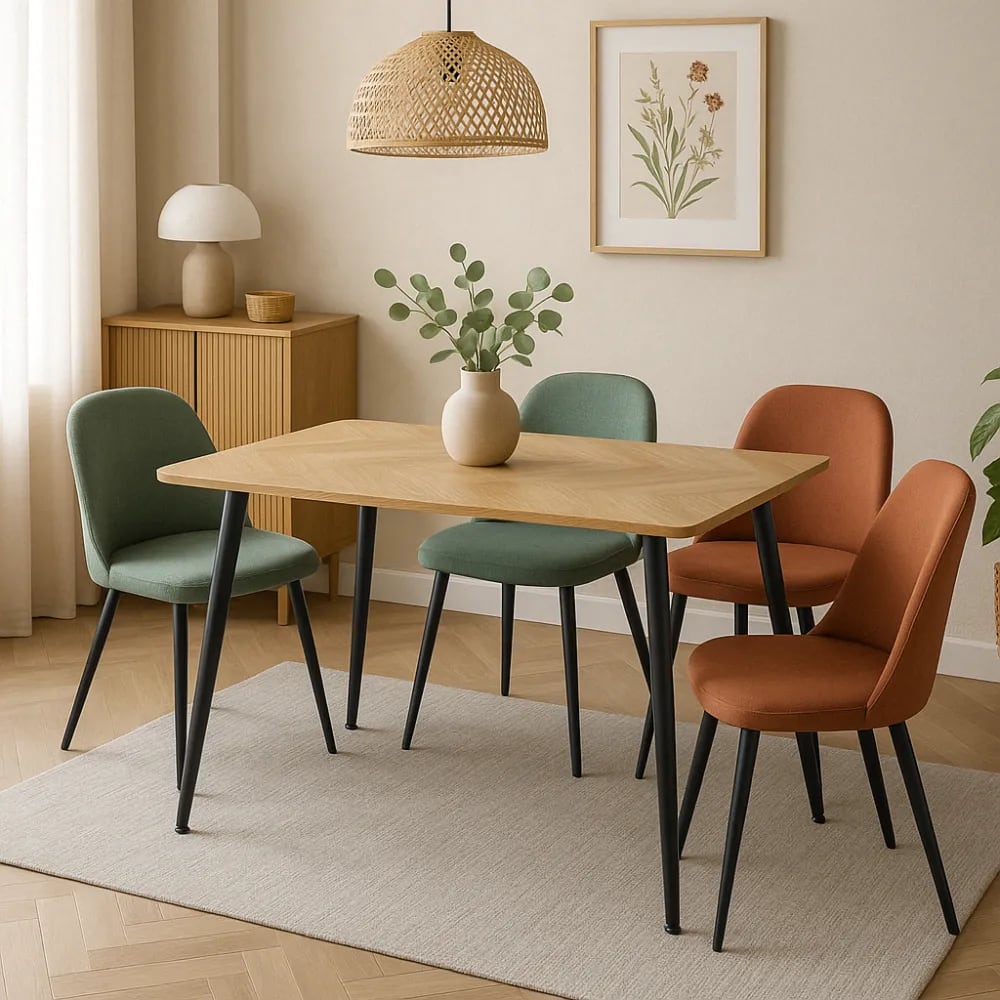 Table à manger style industriel en bois AMMO métal noir