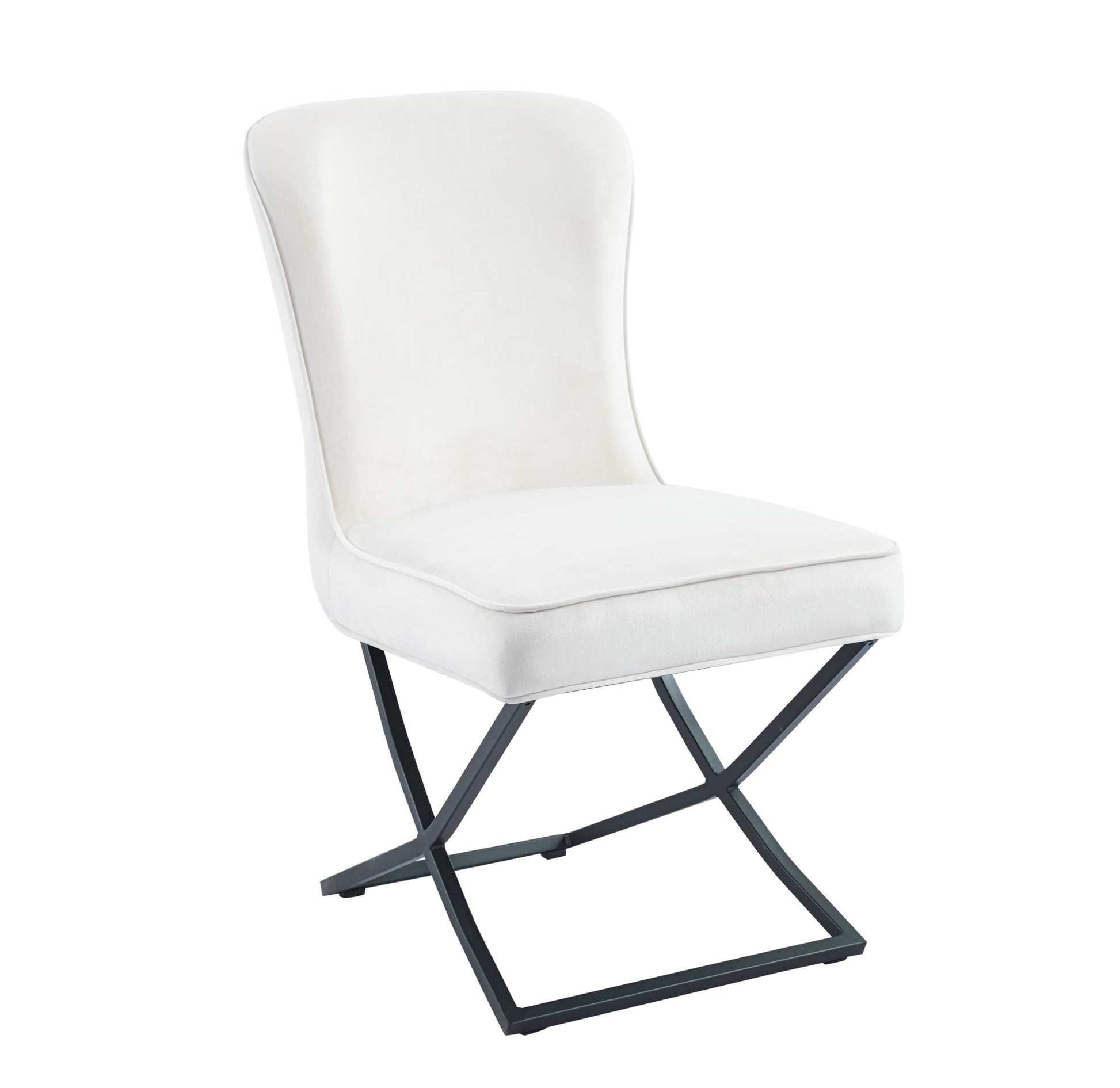 CHAISE GABRIELLE METAL NOIR VELOURS ECRU