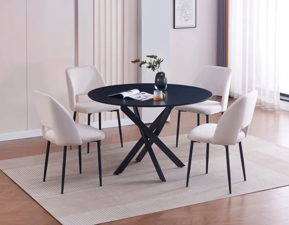 TABLE A MANGER EN BOIS JESSICA PIEDS METAL NOIR