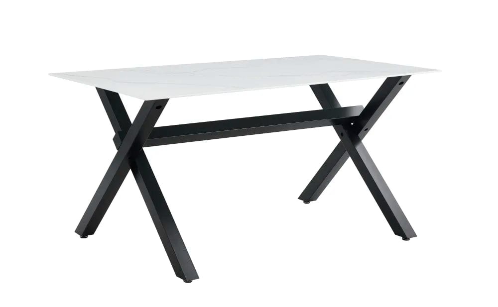 Table à manger IXE métal noir plateau en verre trempé