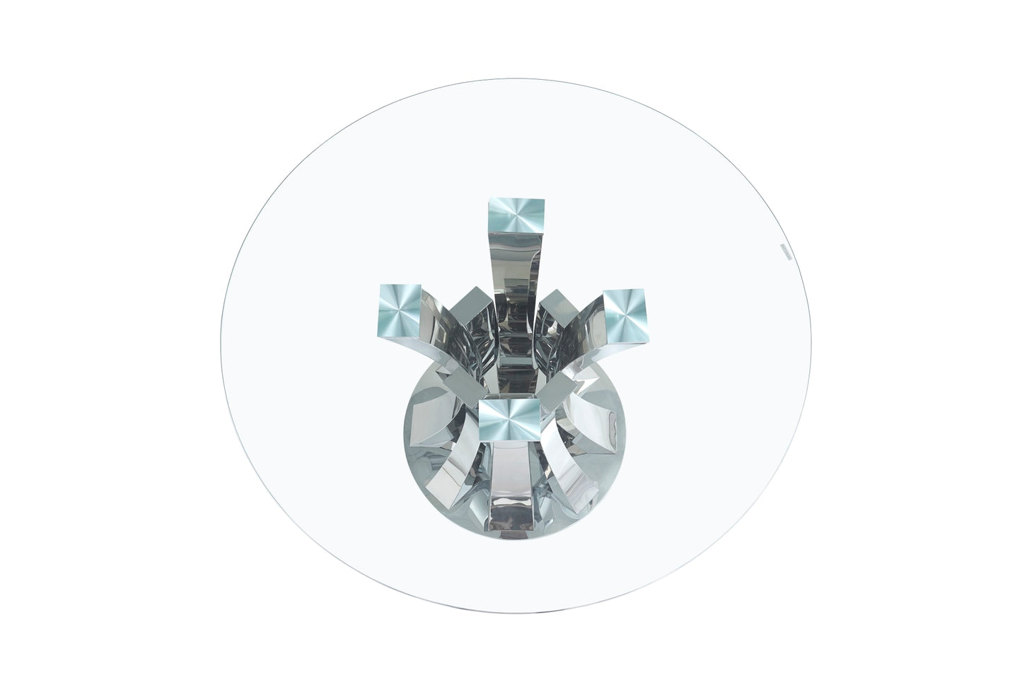TABLE A MANGER RONDE JUDITH CHROME TRANSPARENT 120CM