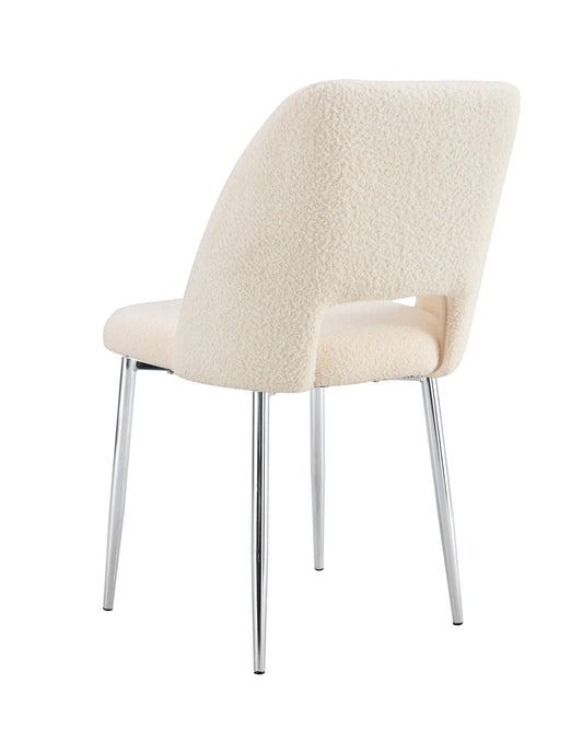 CHAISE AVA PIEDS CHROME DOUDOU BEIGE