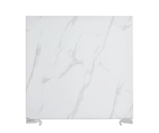 Table à manger Carré BAROQUE Chrome Marbre Blanc 140x140cm