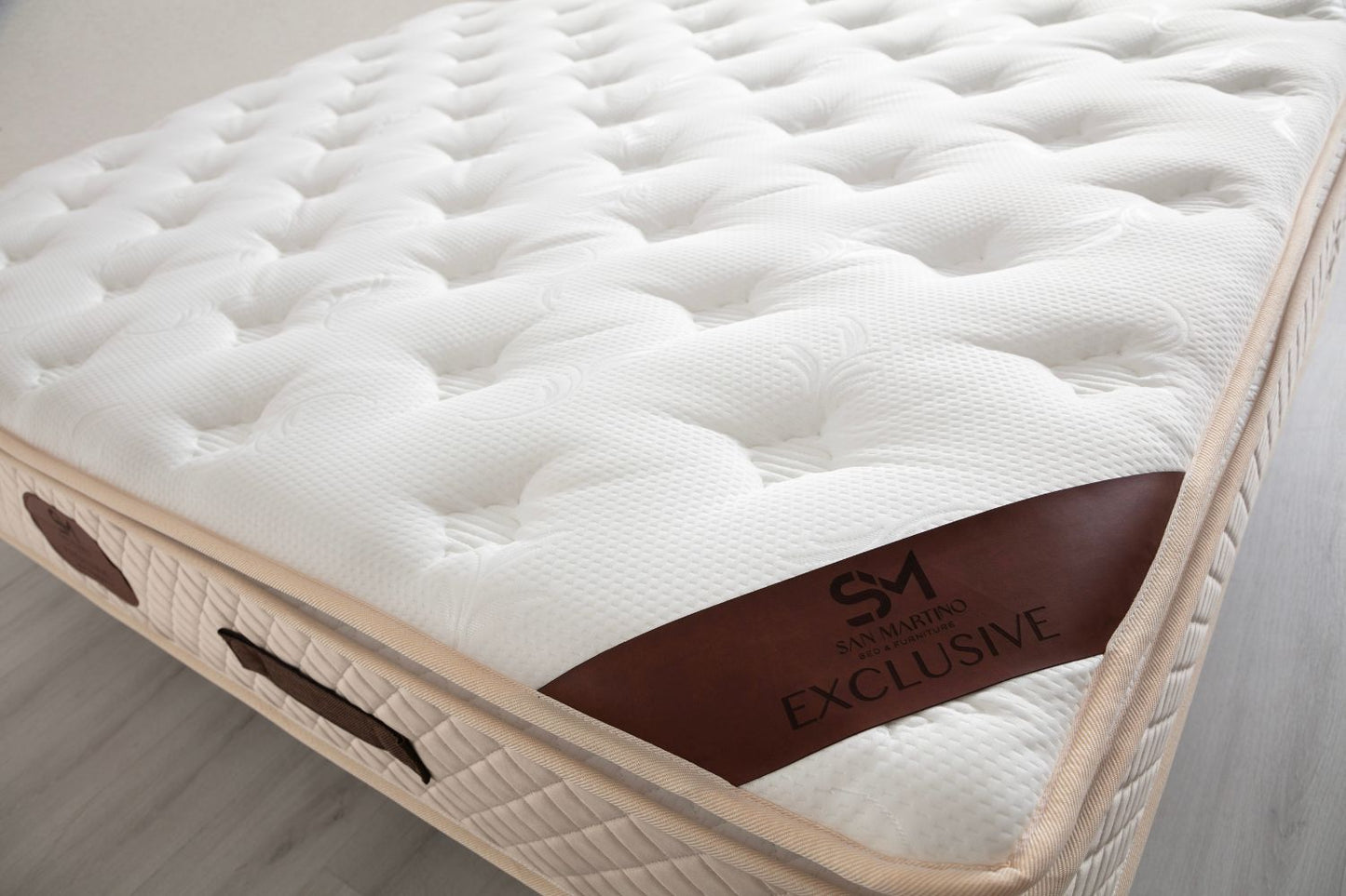 Matelas San Martino Exclusif Ressorts Beige – 32 cm avec Surmatelas Intégré