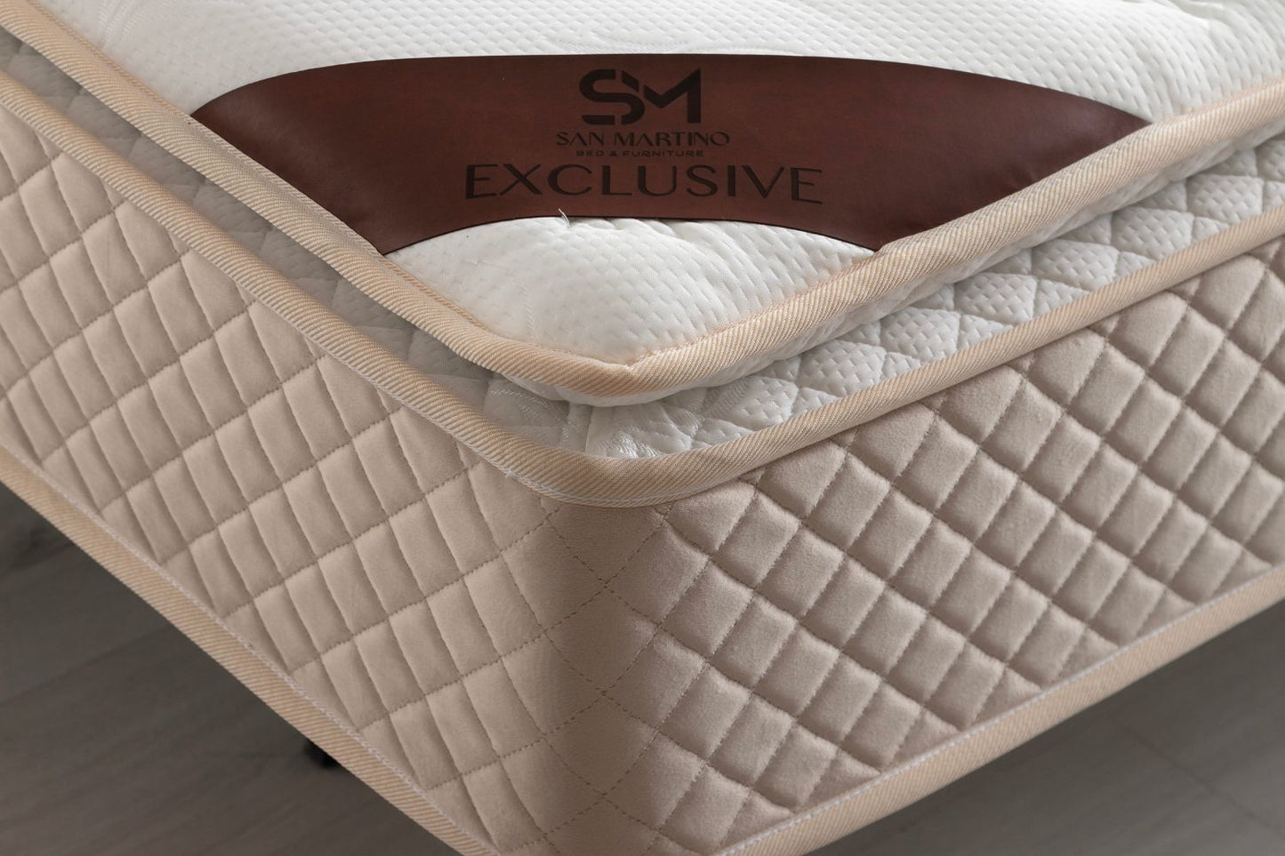 Matelas San Martino Exclusif Ressorts Beige – 32 cm avec Surmatelas Intégré