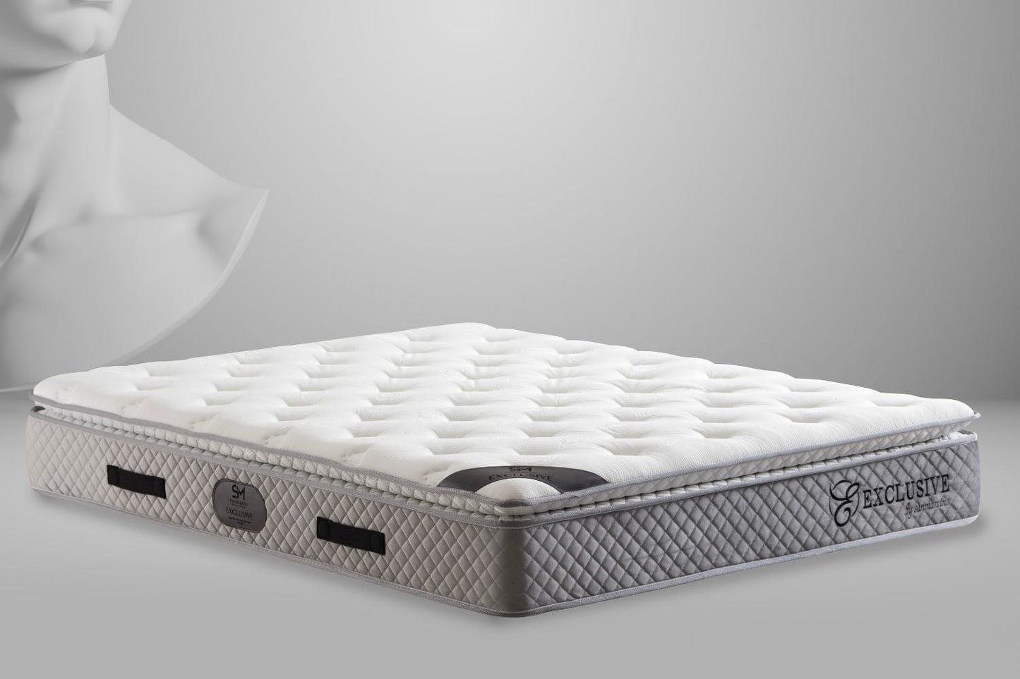 Matelas San Martino Exclusif Ressorts Gris – 32 cm avec Surmatelas Intégré