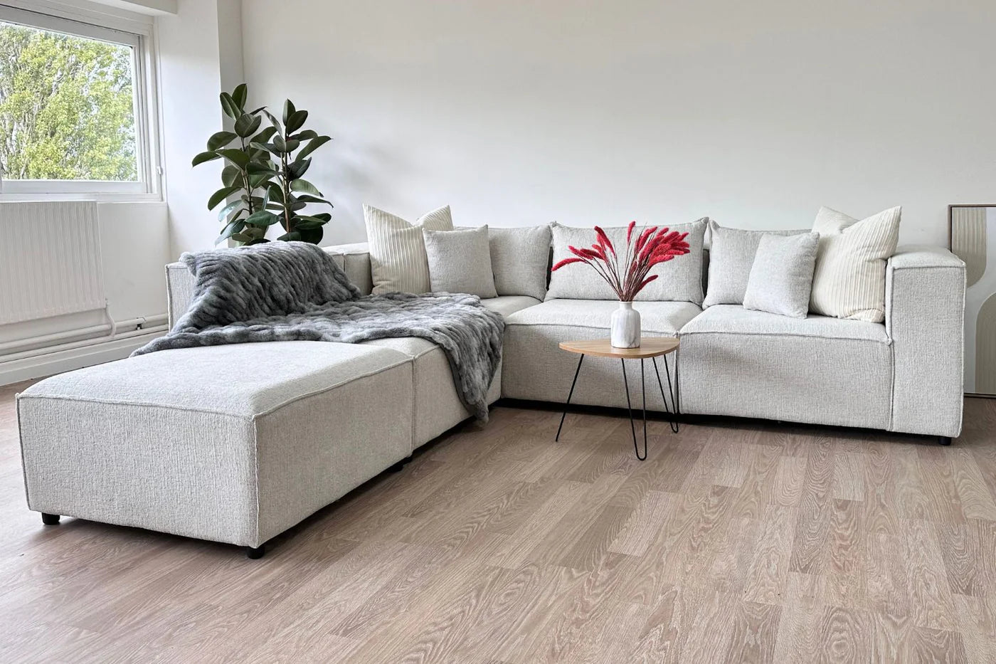 Canapé modulable Élégance 4+1 pouf en Chenille