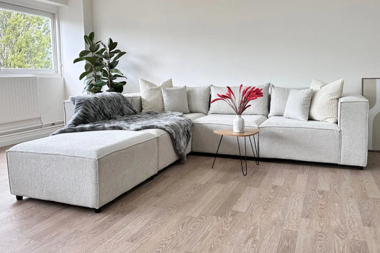 Canapé modulable Élégance 4+1 pouf en Chenille