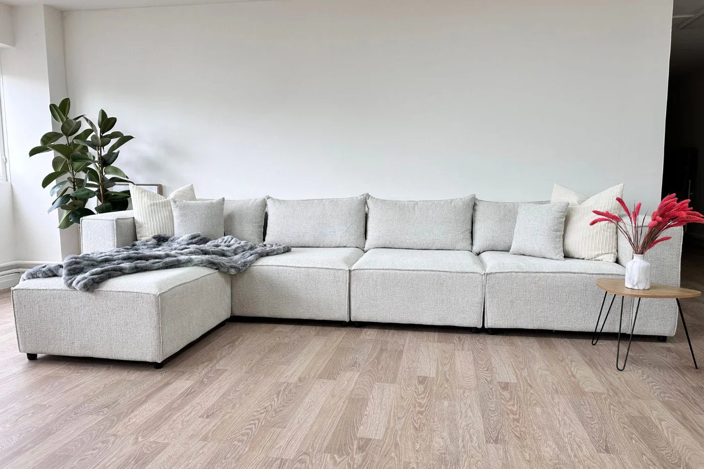 Canapé modulable Élégance 4+1 pouf en Chenille