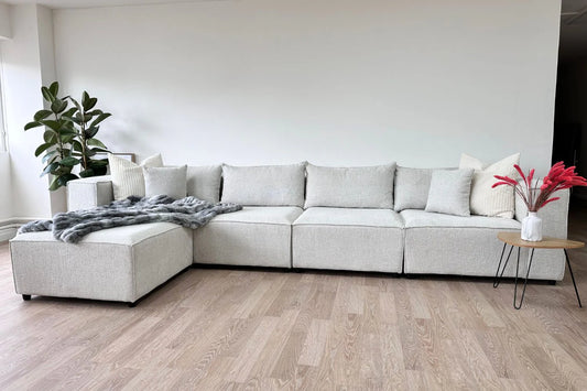 Canapé modulable Élégance 4+1 pouf en Chenille